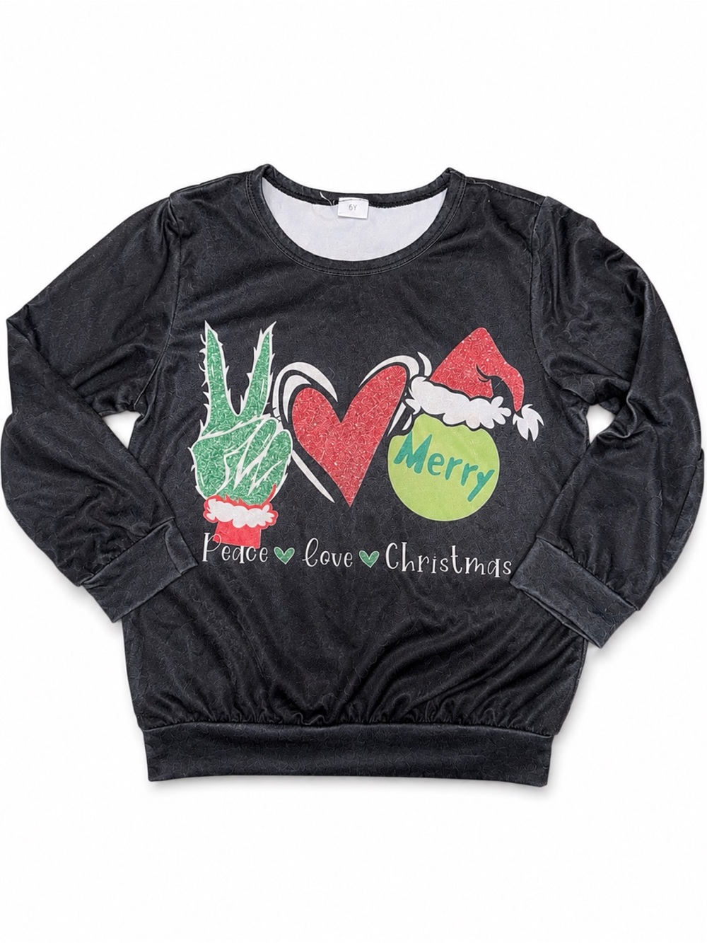 Kids Black 'Peace Love Christmas' Graphic Pullover